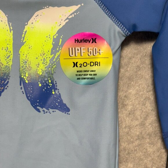 Hurley Baby Boy 3M Infant Swimsuit Rashguard one piece Psychic Blue UPF 50+ - Picture 4 of 6